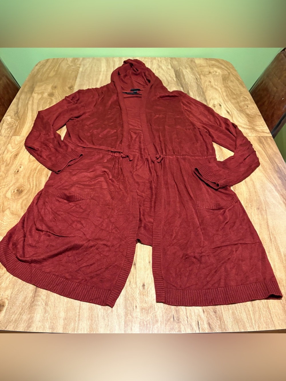 Torrid Dark Red Hooded Rayon Knit Cardigan Pockets Mid Tie Womens Size 2X